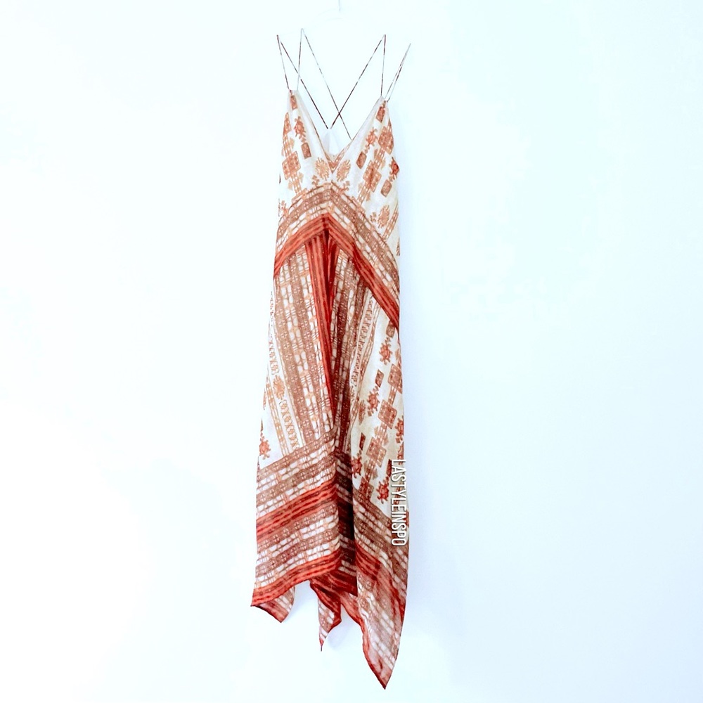 Lucky Brand Asymmetrical MIDI Dress Boho Size Small